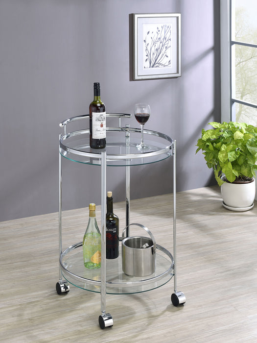 Chrissy 2-tier Round Glass Bar Cart - Home Discount Furniture - NJ-linden