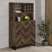 Mendoza 2-door Wine Cabinet Rustic Oak Herringbone and Gunmetal - Home Discount Furniture - NJ-linden