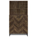 Mendoza 2-door Wine Cabinet Rustic Oak Herringbone and Gunmetal - Home Discount Furniture - NJ-linden