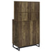 Mendoza 2-door Wine Cabinet Rustic Oak Herringbone and Gunmetal - Home Discount Furniture - NJ-linden