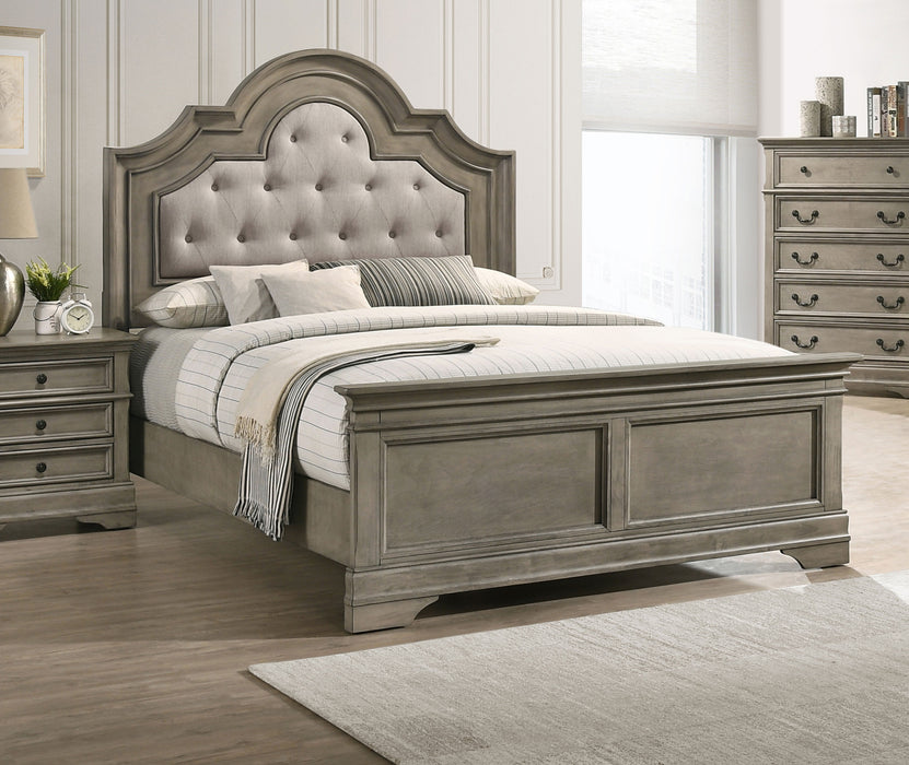 Manchester Bed with Upholstered Arched Headboard Beige and Wheat - Home Discount Furniture - NJ-linden