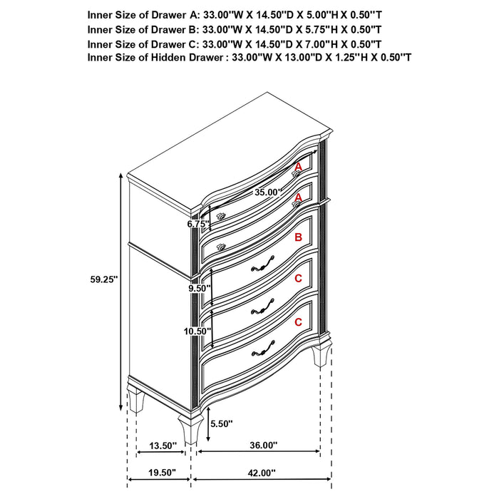 Evangeline 5 Pc Bedroom Set - Home Discount Furniture - NJ-linden