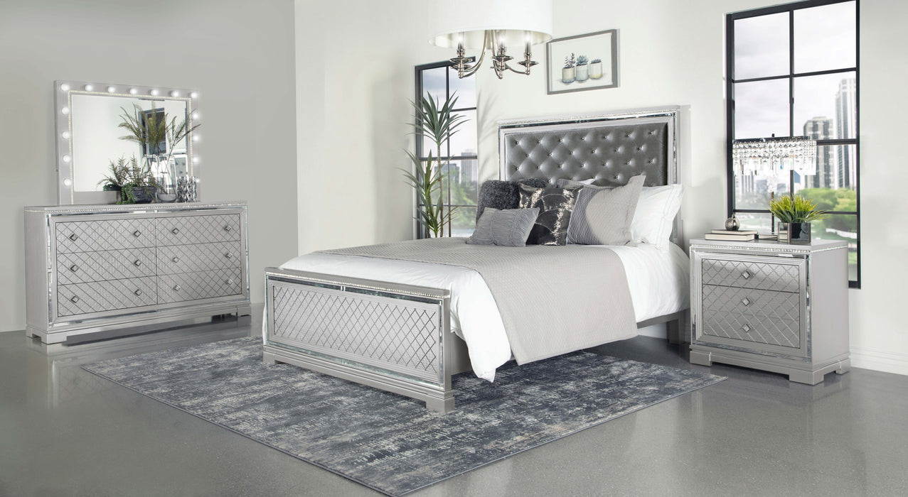 Eleanor Upholstered Tufted Bedroom Set Metallic - Home Discount Furniture - NJ-linden