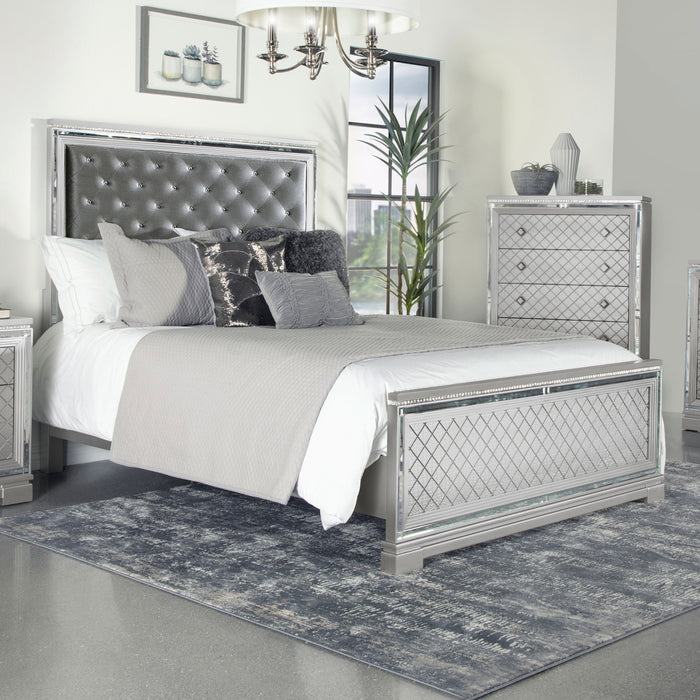 Eleanor Upholstered Tufted Bed Metallic - Home Discount Furniture - NJ-linden