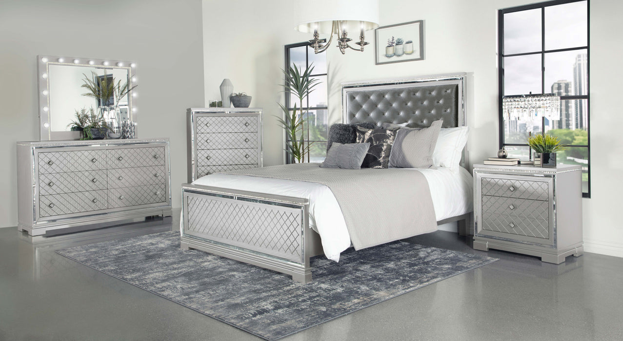 Eleanor Upholstered Tufted Bedroom Set Metallic - Home Discount Furniture - NJ-linden