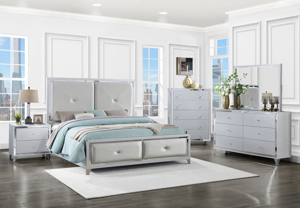 Larue Tufted Bedroom Set Silver - Home Discount Furniture - NJ-linden