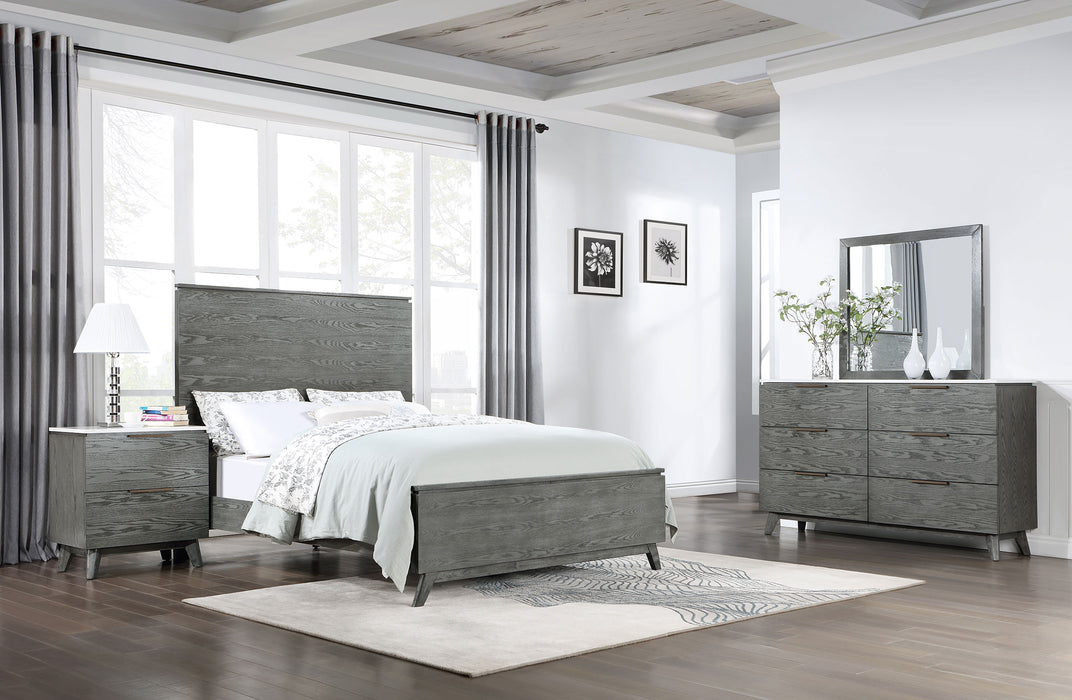 Nathan Bedroom Set White Marble and Grey - Home Discount Furniture - NJ-linden
