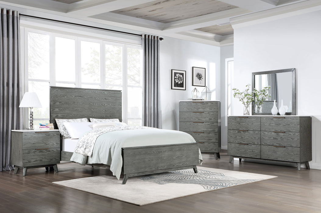 Nathan Bedroom Set White Marble and Grey - Home Discount Furniture - NJ-linden