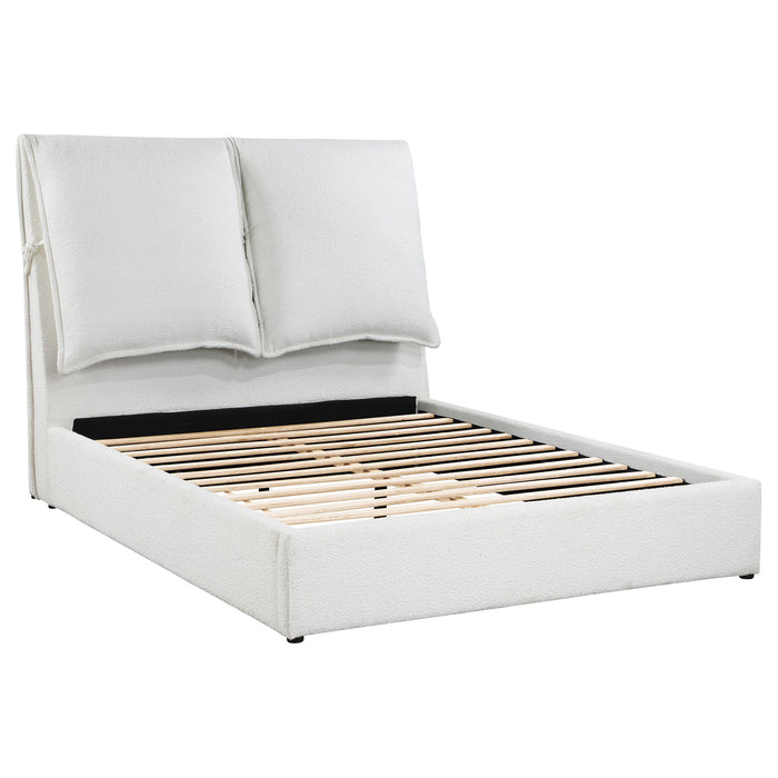 Gwendoline Upholstered Platform Bed with Pillow Headboard White - Home Discount Furniture - NJ-linden
