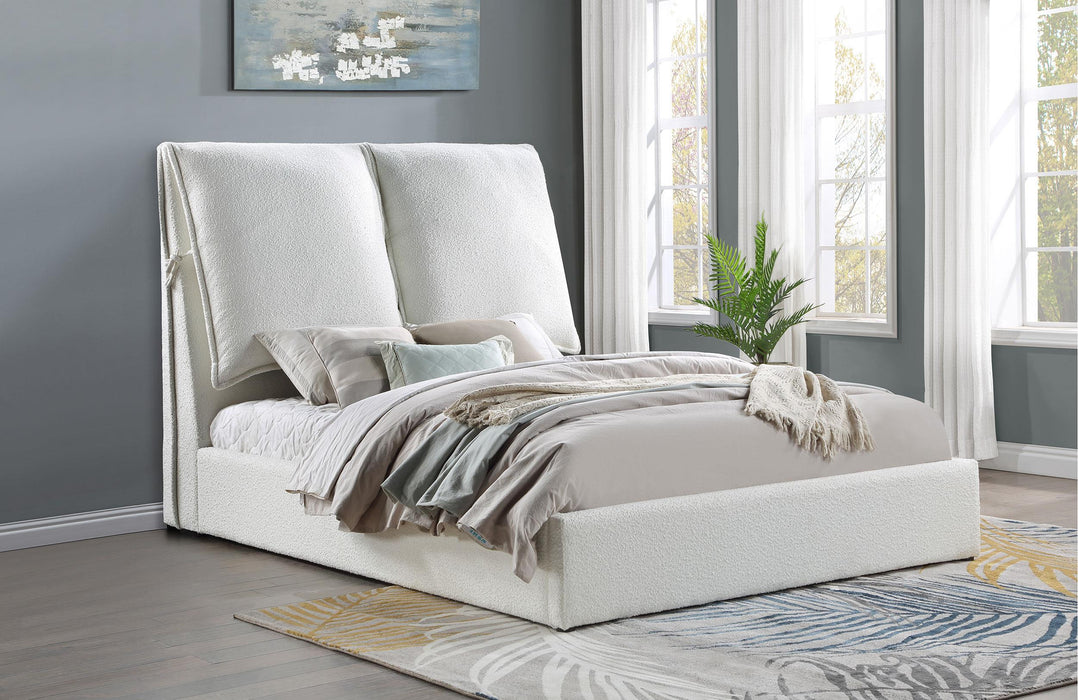 Gwendoline Upholstered Platform Bed with Pillow Headboard White - Home Discount Furniture - NJ-linden