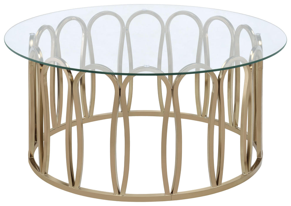 Monett Round Coffee Table Chocolate Chrome and Clear image