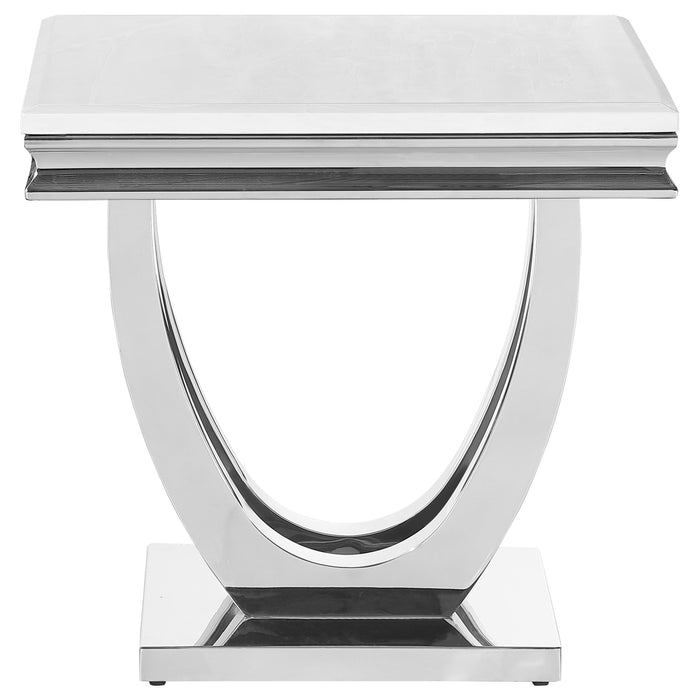 Kerwin U-base Square End Table White and Chrome - Home Discount Furniture - NJ-linden