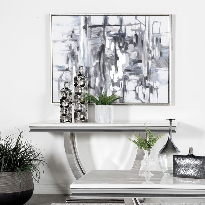 Kerwin U-base Rectangle Sofa Table White and Chrome - Home Discount Furniture - NJ-linden