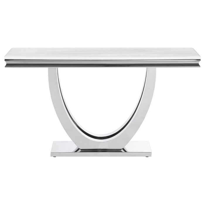 Kerwin U-base Rectangle Sofa Table White and Chrome - Home Discount Furniture - NJ-linden