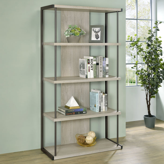 Loomis 4-shelf Bookcase Whitewashed Grey - Home Discount Furniture - NJ-linden