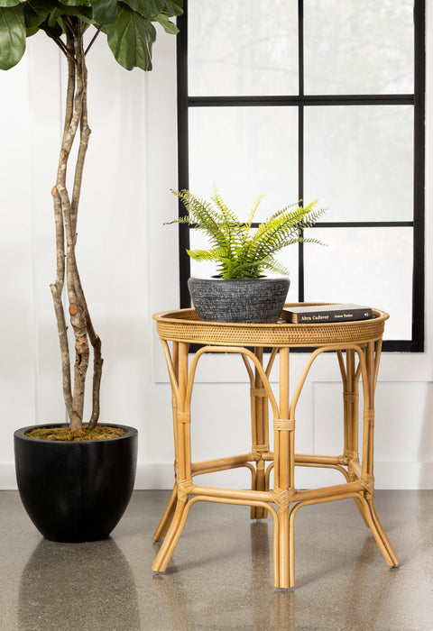 Antonio Round Rattan Tray Top Accent Table Black - Home Discount Furniture - NJ-linden