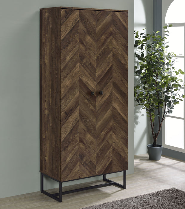 Carolyn 2-door Accent Cabinet Rustic Oak and Gunmetal - Home Discount Furniture - NJ-linden