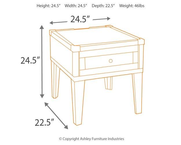 Todoe End Table with USB Ports & Outlets