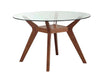 Paxton Mid Century Modern Nutmeg Glass Dining Table - Home Discount Furniture - NJ-linden