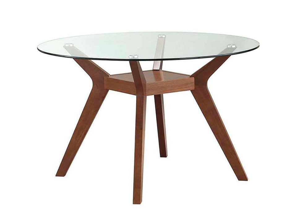 Paxton Mid Century Modern Nutmeg Glass Dining Table - Home Discount Furniture - NJ-linden