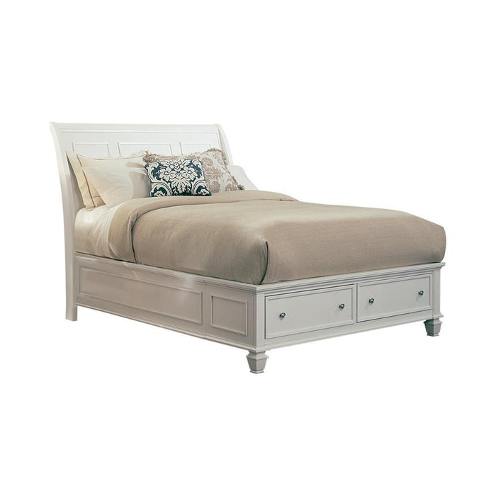 Sandy Beach Eastern King Storage Sleigh Bed Cream White - Home Discount Furniture - NJ-linden