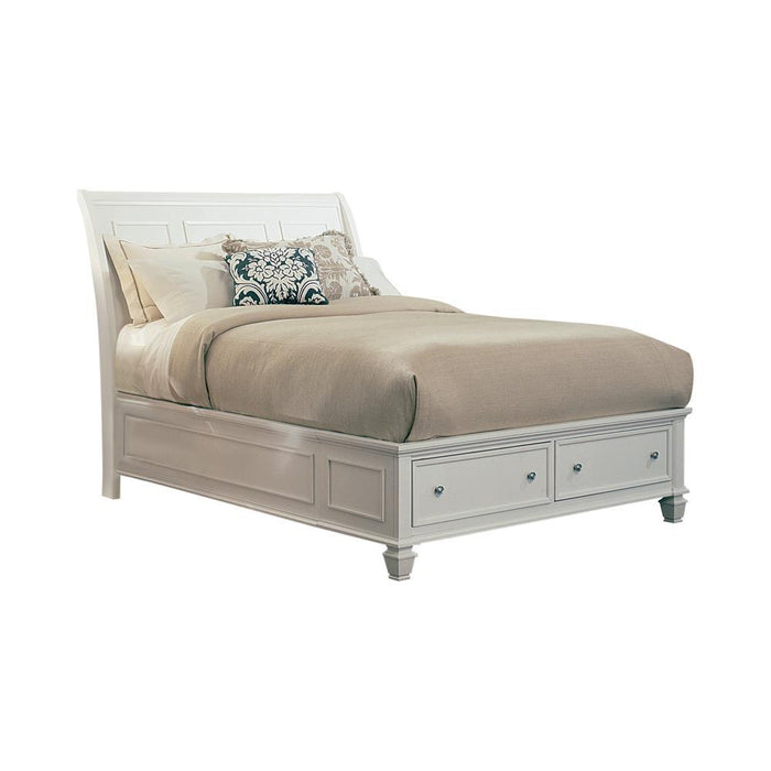 Sandy Beach Queen Storage Sleigh Bed Cream White - Home Discount Furniture - NJ-linden