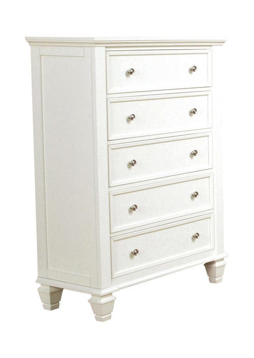 Sandy Beach 5-drawer Rectangular Chest Cream White - Home Discount Furniture - NJ-linden