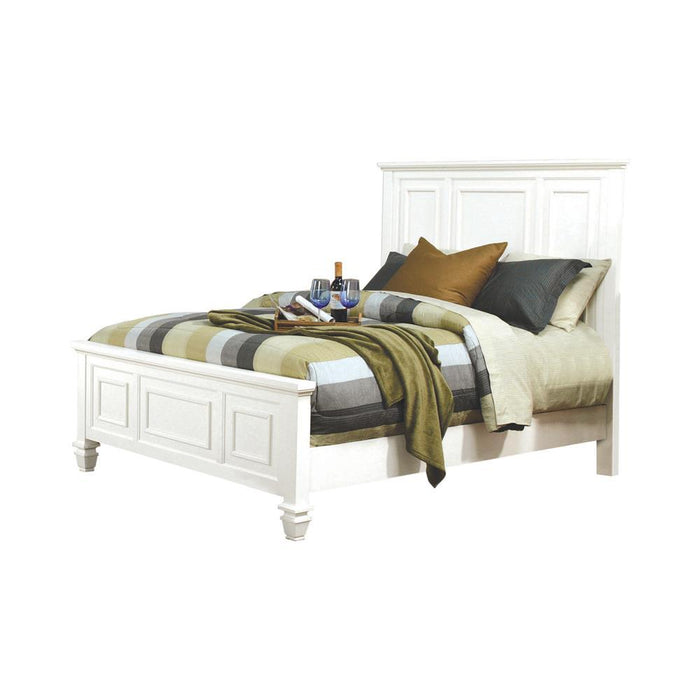 Sandy Beach Eastern King Panel Bed with High Headboard Cream White - Home Discount Furniture - NJ-linden