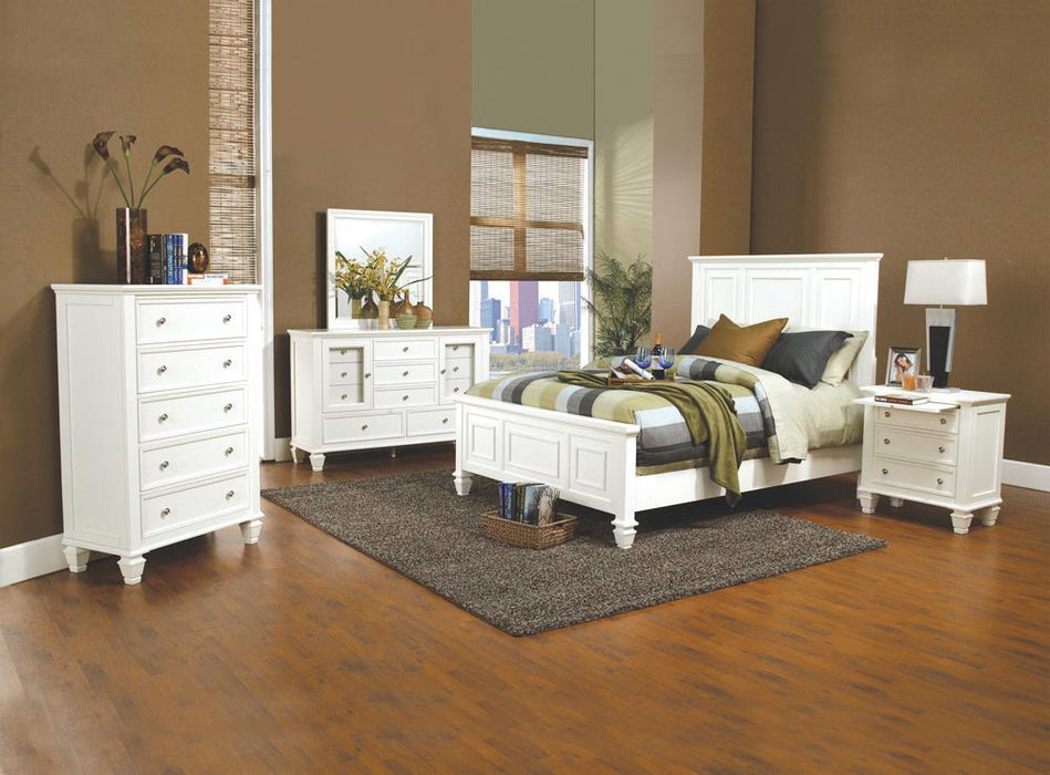 Sandy Beach California King Panel Bed with High Headboard Cream White - Home Discount Furniture - NJ-linden