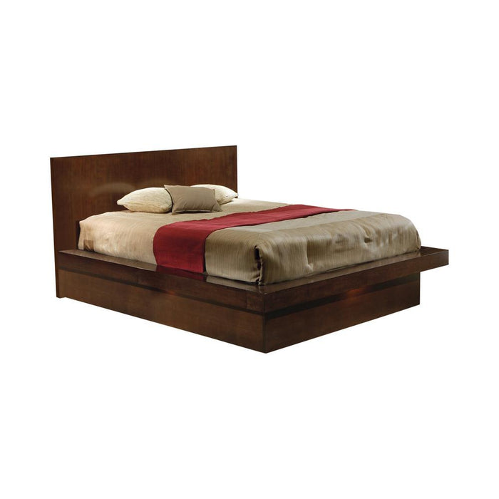 Jessica Queen Platform Bed with Rail Seating Cappuccino - Home Discount Furniture - NJ-linden
