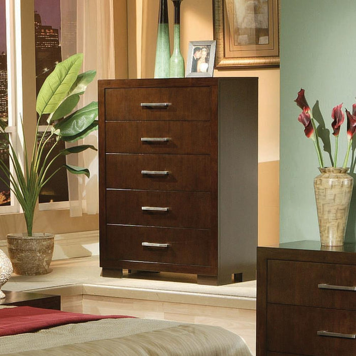Jessica 5-drawer Chest Cappuccino - Home Discount Furniture - NJ-linden