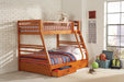 Ashton Twin Over Full 2-drawer Bunk Bed Honey - Home Discount Furniture - NJ-linden