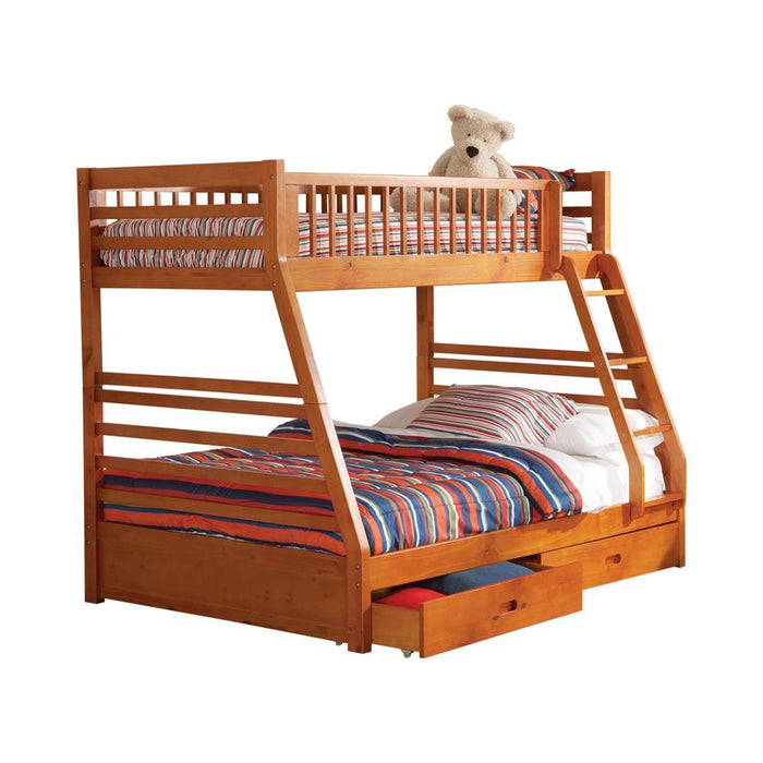 Ashton Twin Over Full 2-drawer Bunk Bed Honey - Home Discount Furniture - NJ-linden