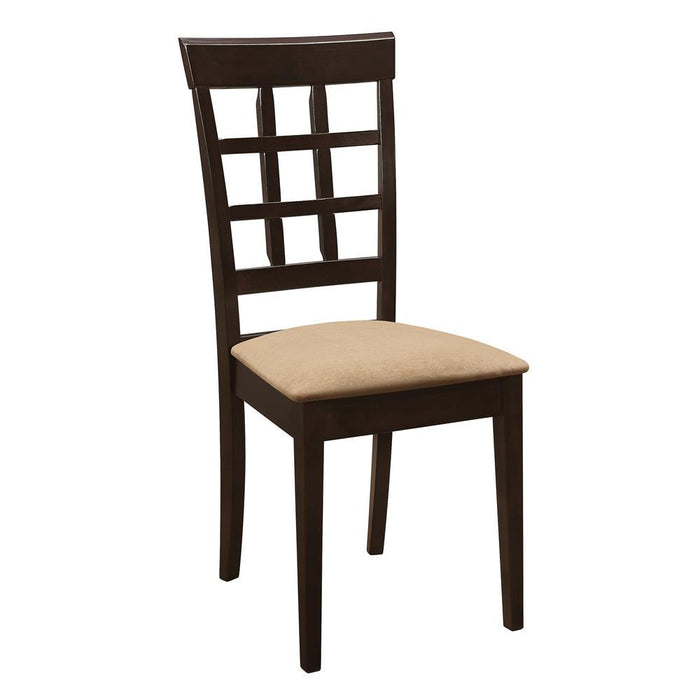 Gabriel Lattice Back Side Chairs Cappuccino and Tan (Set of 2) - Home Discount Furniture - NJ-linden