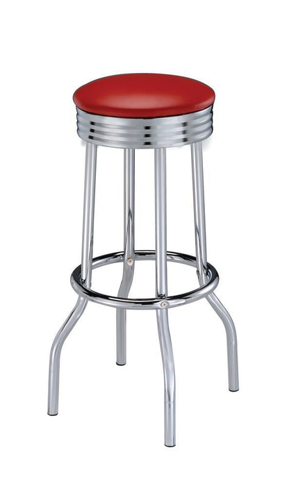 Theodore Upholstered Top Bar Stools Red and Chrome (Set of 2) - Home Discount Furniture - NJ-linden