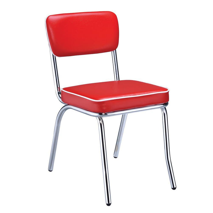Retro Open Back Side Chairs Red and Chrome (Set of 2) - Home Discount Furniture - NJ-linden