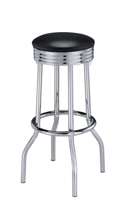 Theodore Upholstered Top Bar Stools Black and Chrome (Set of 2) - Home Discount Furniture - NJ-linden