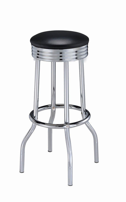 Theodore Upholstered Top Bar Stools Black and Chrome (Set of 2) - Home Discount Furniture - NJ-linden