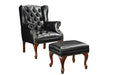 Roberts Button Tufted Back Accent Chair with Ottoman Black and Espresso - Home Discount Furniture - NJ-linden