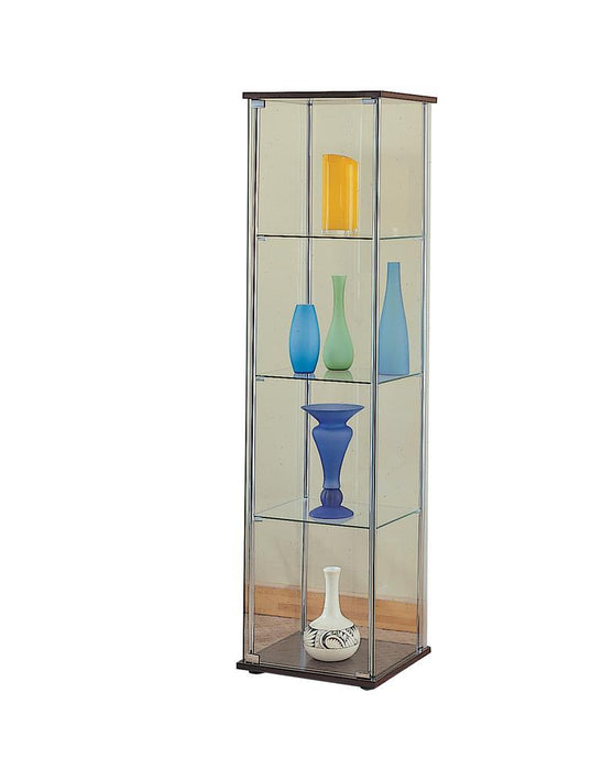 Bellatrix Rectangular 4-shelf Curio Cabinet Cappuccino and Clear - Home Discount Furniture - NJ-linden