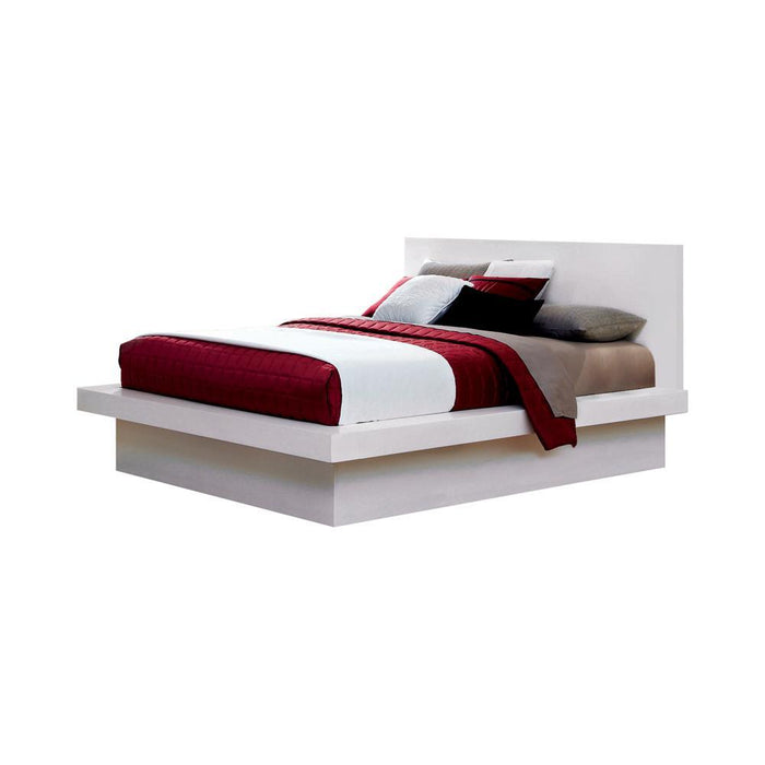Jessica Queen Platform Bed with Rail Seating White - Home Discount Furniture - NJ-linden