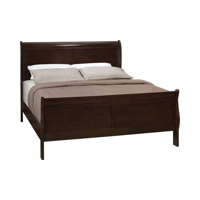Louis Philippe Eastern King Panel Sleigh Bed Cappuccino - Home Discount Furniture - NJ-linden