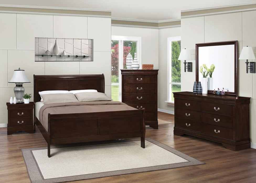 Louis Philippe Eastern King Panel Sleigh Bed Cappuccino - Home Discount Furniture - NJ-linden