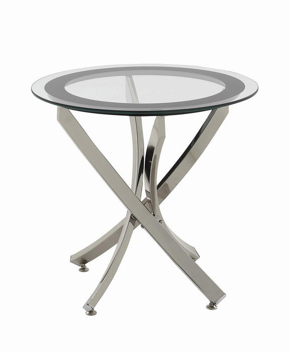 Brooke Glass Top End Table Chrome and Black - Home Discount Furniture - NJ-linden