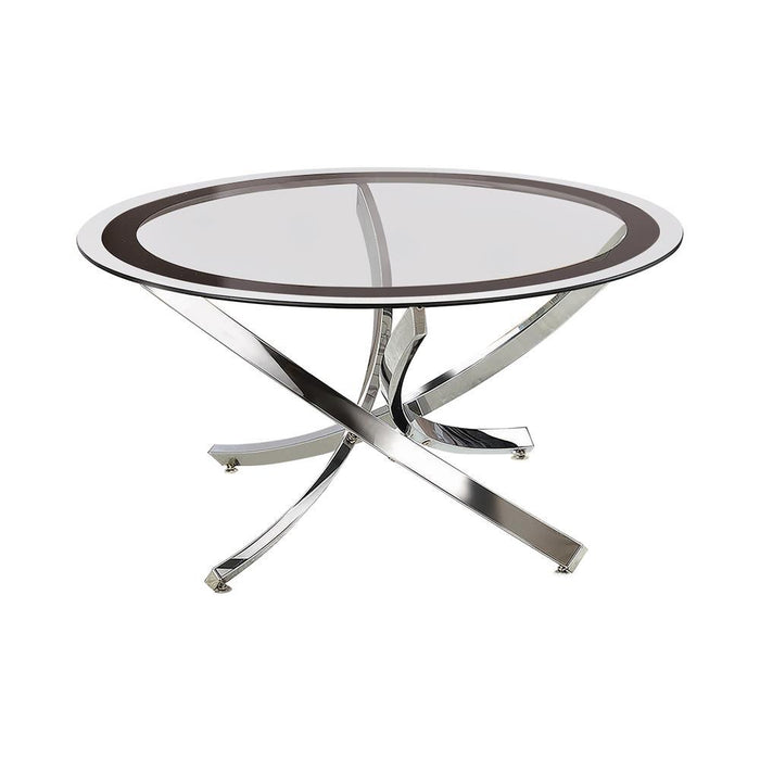 Brooke Glass Top Coffee Table Chrome and Black - Home Discount Furniture - NJ-linden