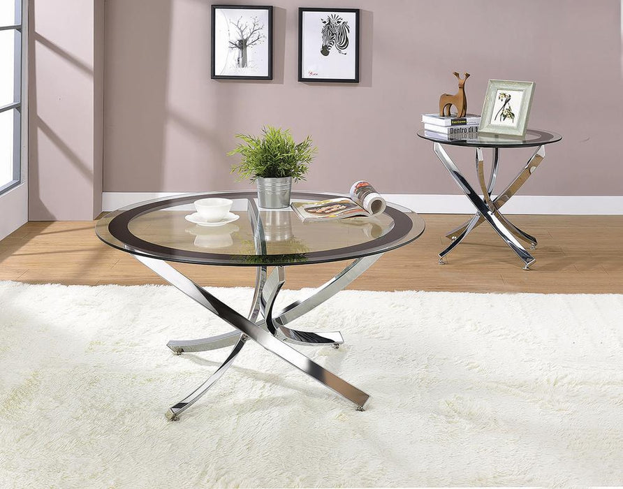 Brooke Glass Top Coffee Table Chrome and Black - Home Discount Furniture - NJ-linden