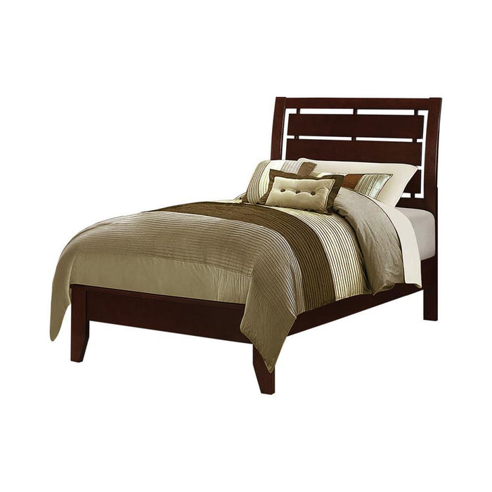 Serenity Twin Panel Bed with Cut-out Headboard Rich Merlot - Home Discount Furniture - NJ-linden
