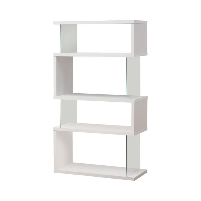 Emelle 4-tier Bookcase White and Clear - Home Discount Furniture - NJ-linden
