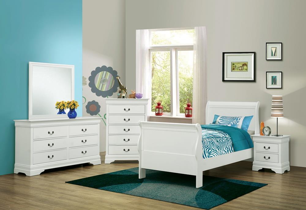 Louis Philippe Twin Sleigh Panel Bed White - Home Discount Furniture - NJ-linden