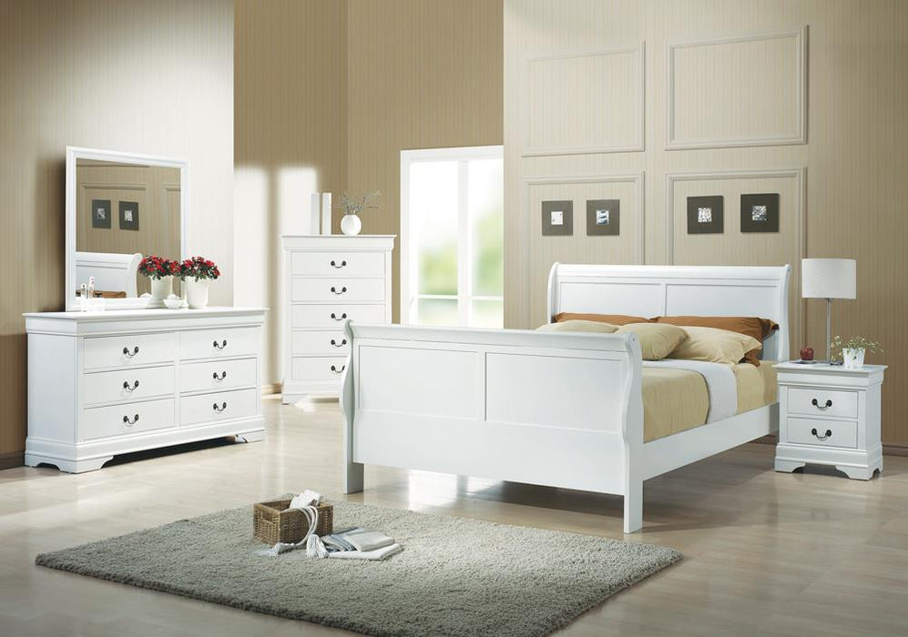 Louis Philippe Queen Sleigh Panel Bed White - Home Discount Furniture - NJ-linden